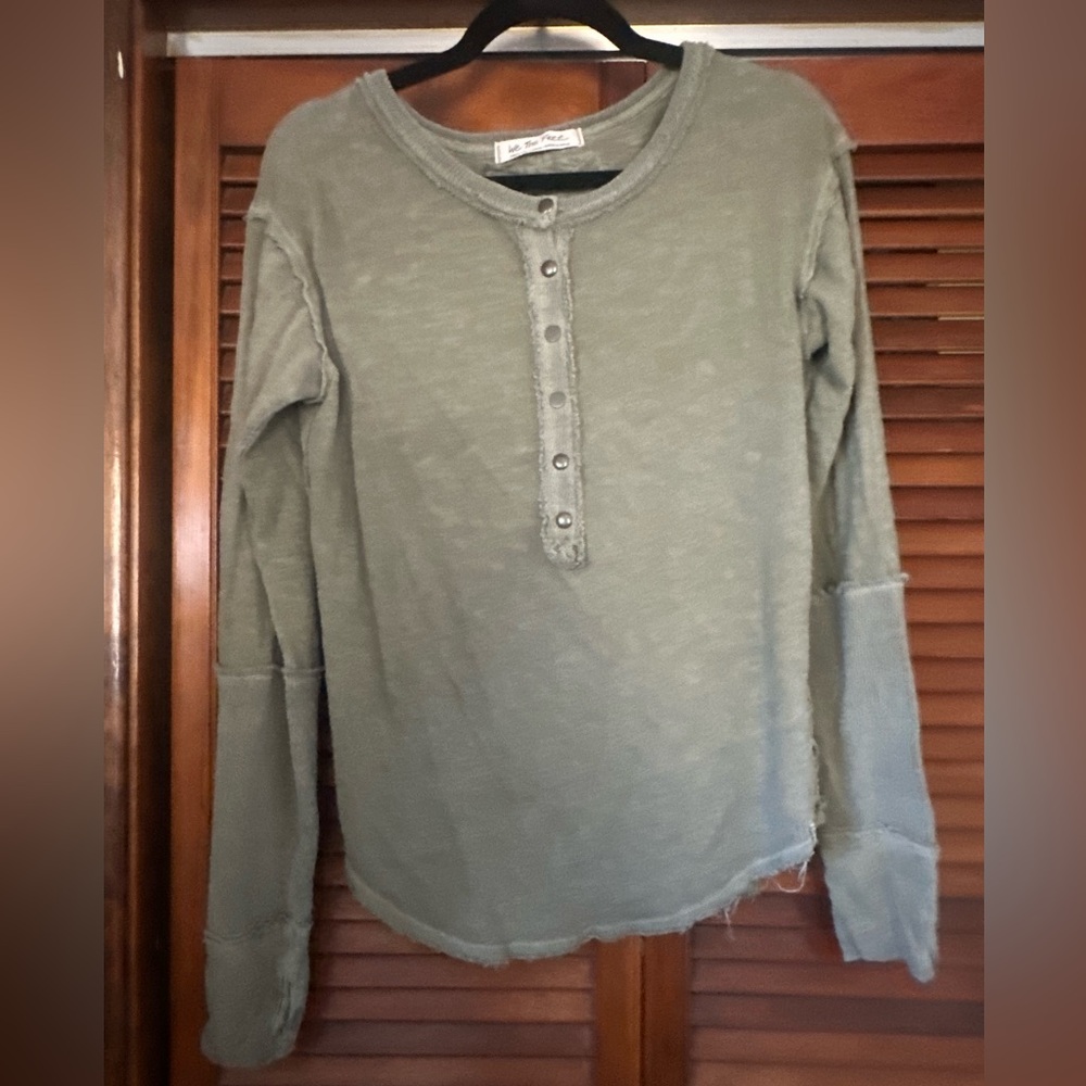 We The Free Olive Green Buttoned Sweater